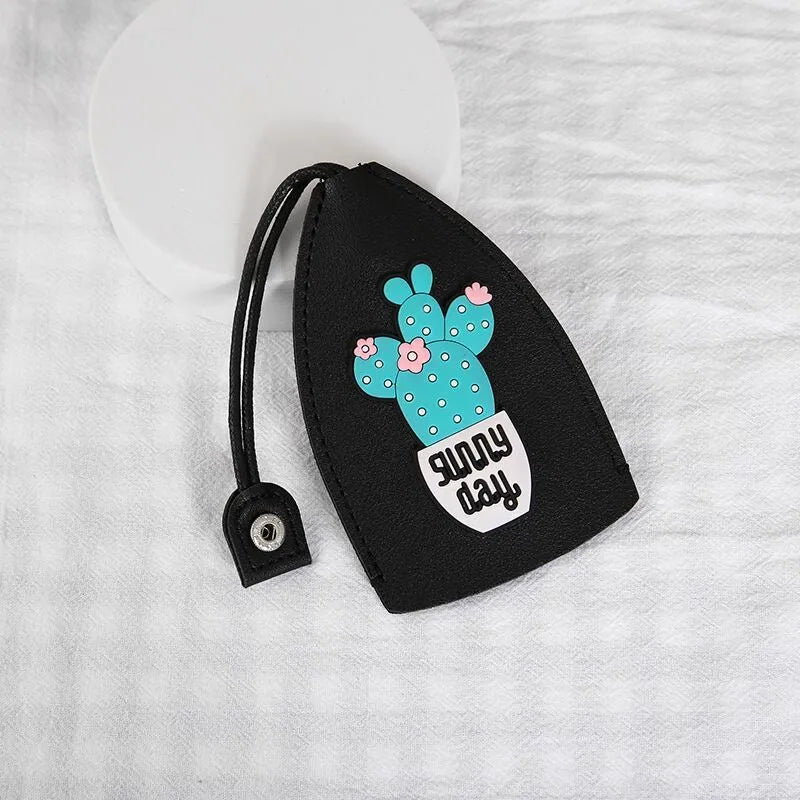 Cartoon design PU leather pull-out car key protector case showing colourful patterns