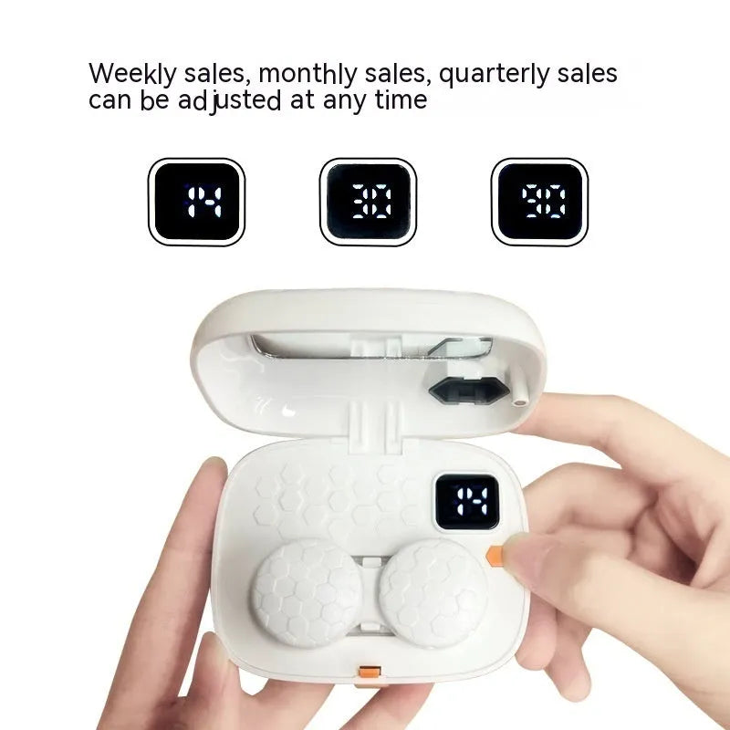 Pearl White automatic ultrasonic cleaning machine for invisible glasses, dimensions 85x65x30mm.