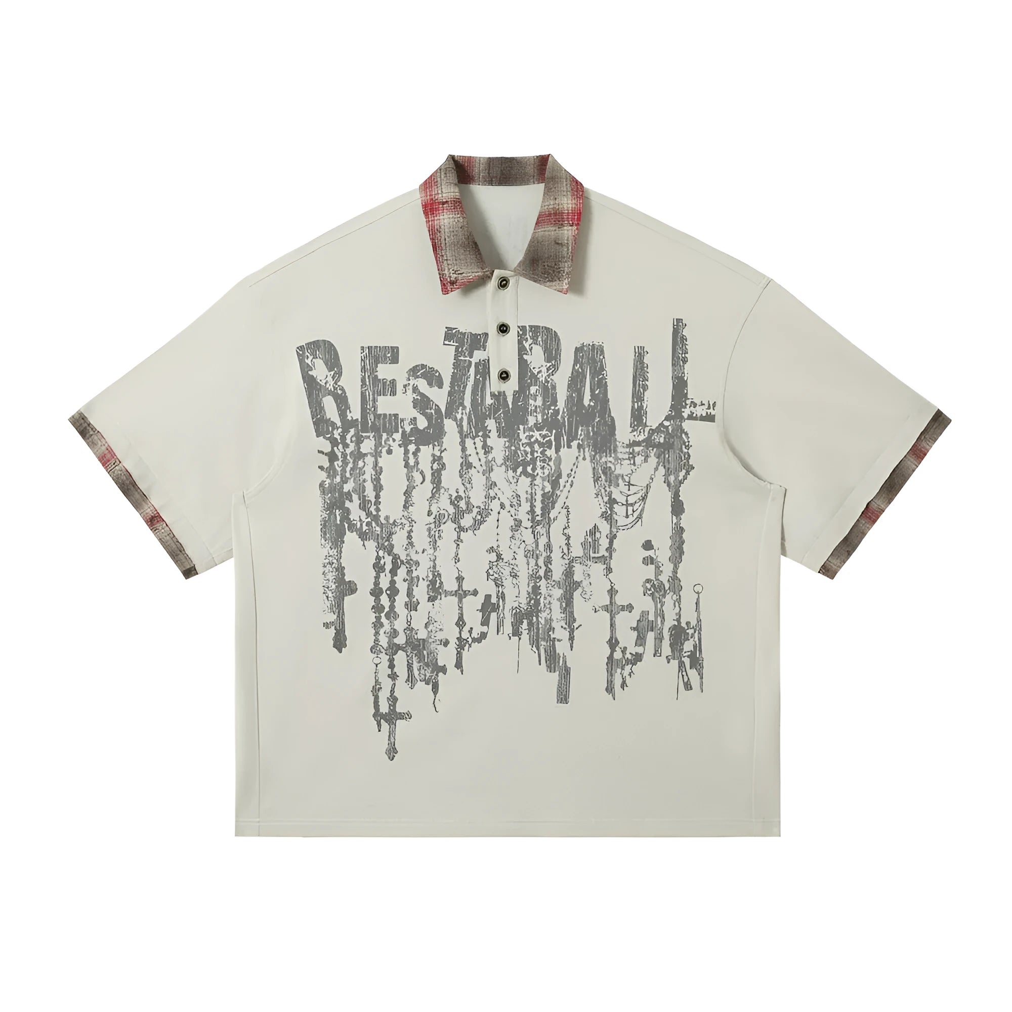 Men's cotton streetwear top with asymmetric lapel graffiti printing in loose fit