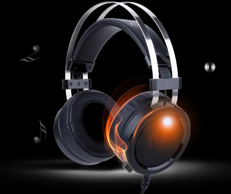 Black wired computer gaming headset with 3.5mm jack and 2-metre cable