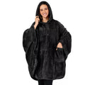 Thickened hooded cloak bathrobe in polyester fabric with cardigan-style front opening