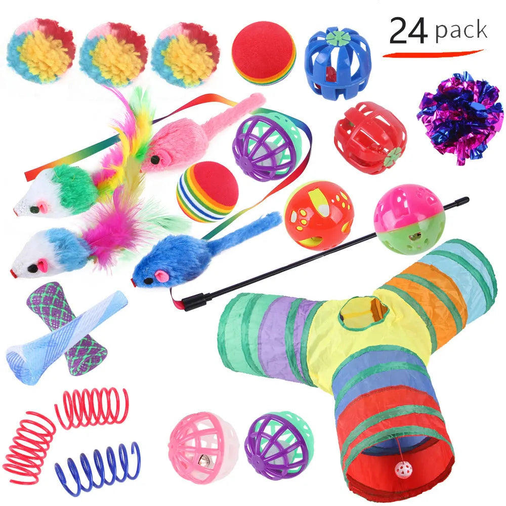 Plastic cat toy suit with tunnel channels in a selected colour from the B99801-B99855 range