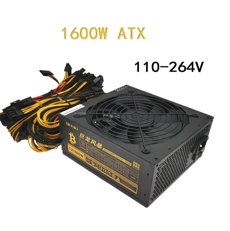 Black full voltage 110V computer server power supply unit with multiple cable connectors.