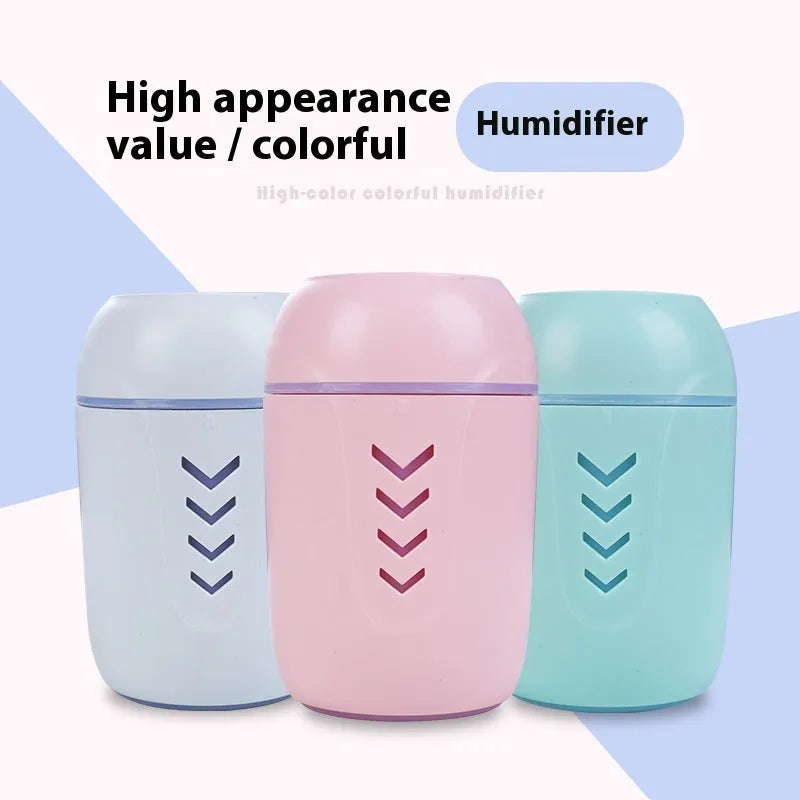 Round portable air purifier in blue colour with USB cable for car home office use