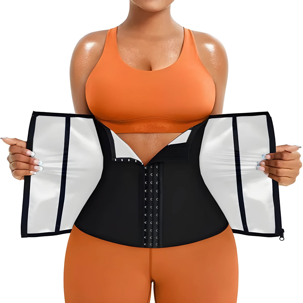 Adjustable neoprene sports waist belt for abdominal support in blue and silver colour options