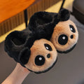 Children winter cotton slippers with fleece lining and imitation mink velvet upper in white and coffee colours