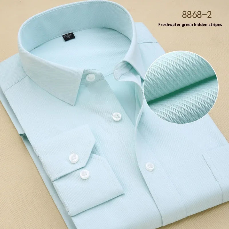 Men's black slim fit cotton business shirt with long sleeves and cardigan style
