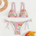 Women's lace-up split swimsuit in European American style with backless design