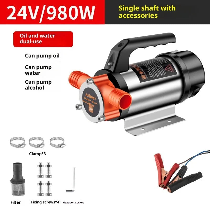 24V DC pumping oil pump with stainless steel body for oil and water dual-use transfer