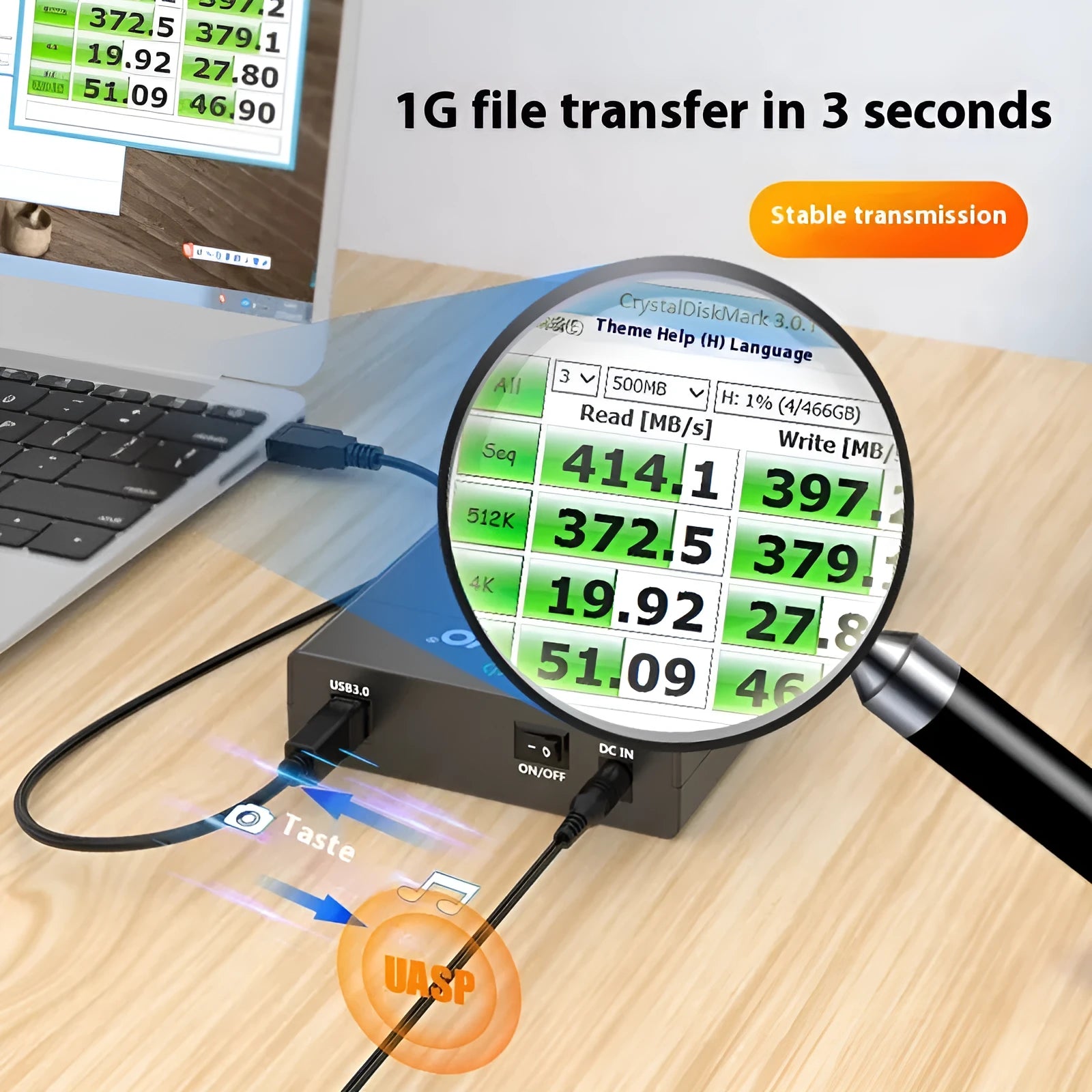 3.5-inch SATA to USB hard disk enclosure with sliding cover in black and silver colour combination