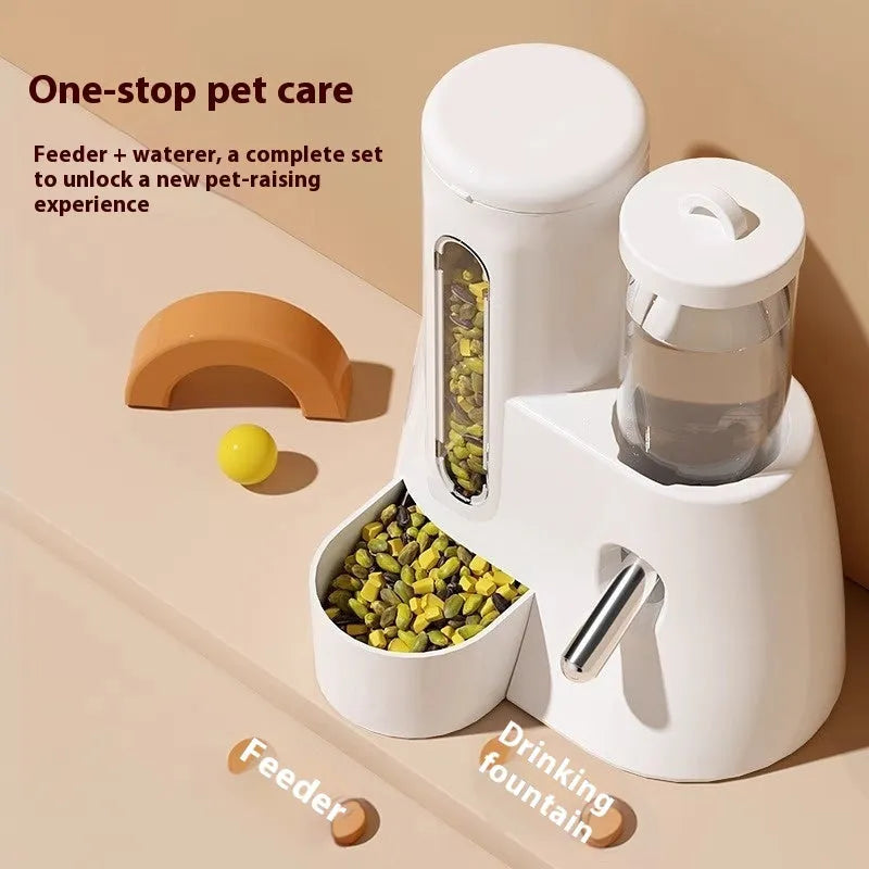 White, blue, and pink hamster automatic water feeder and food bowl in large and small sizes.