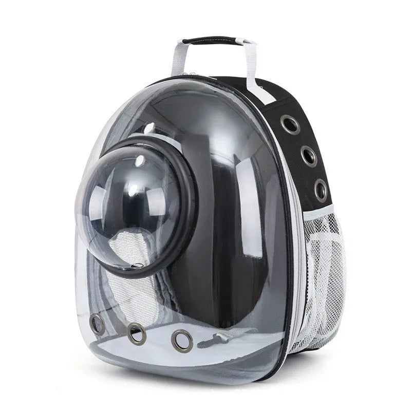 Polycarbonate pet carrier bag with side opening panel in medium capacity for cat transportation