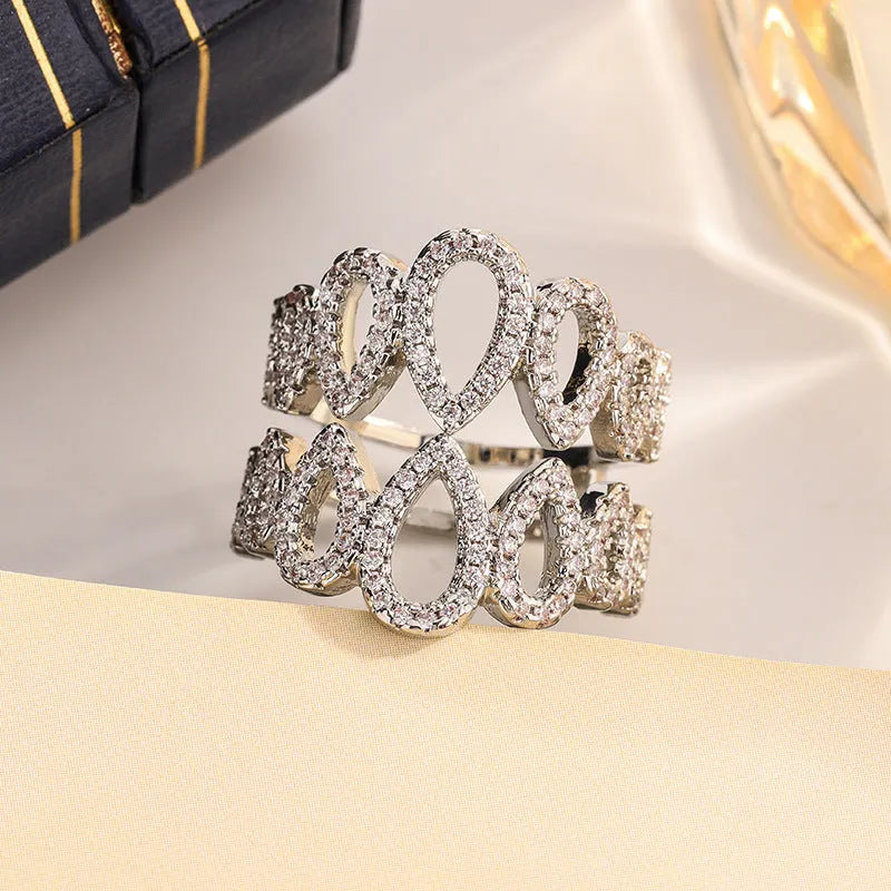 Gold-plated copper women's ring with hexagon zirconia stone in colour KYRA01804