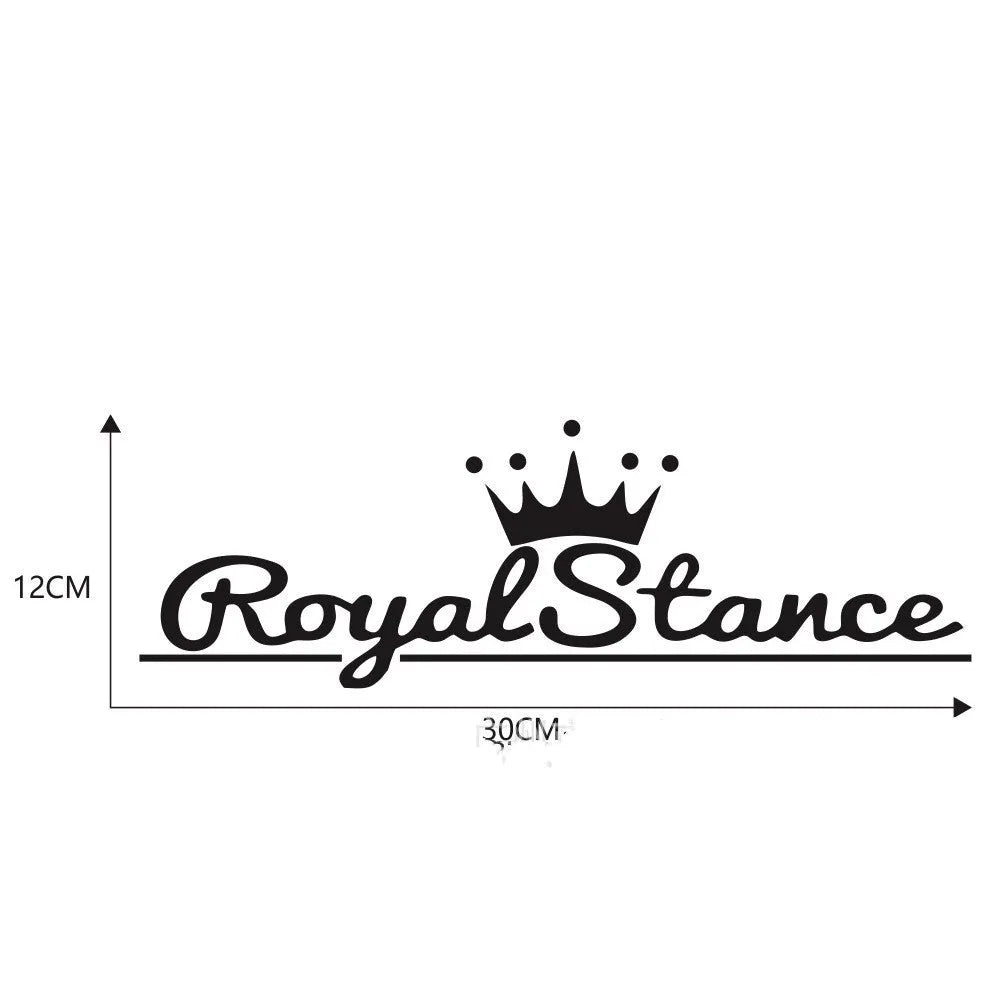 Colourful reflective crown shape car sticker made from PET vinyl, shown with dimensions.
