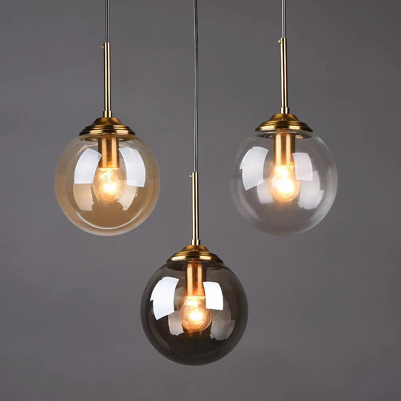 Nordic style round glass ball chandelier in contemporary home setting