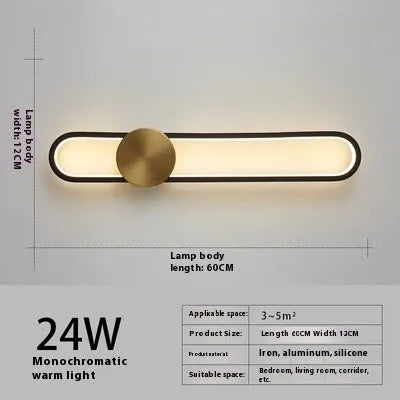 Modern minimalist round wall lamp with iron shade in black or gold finish