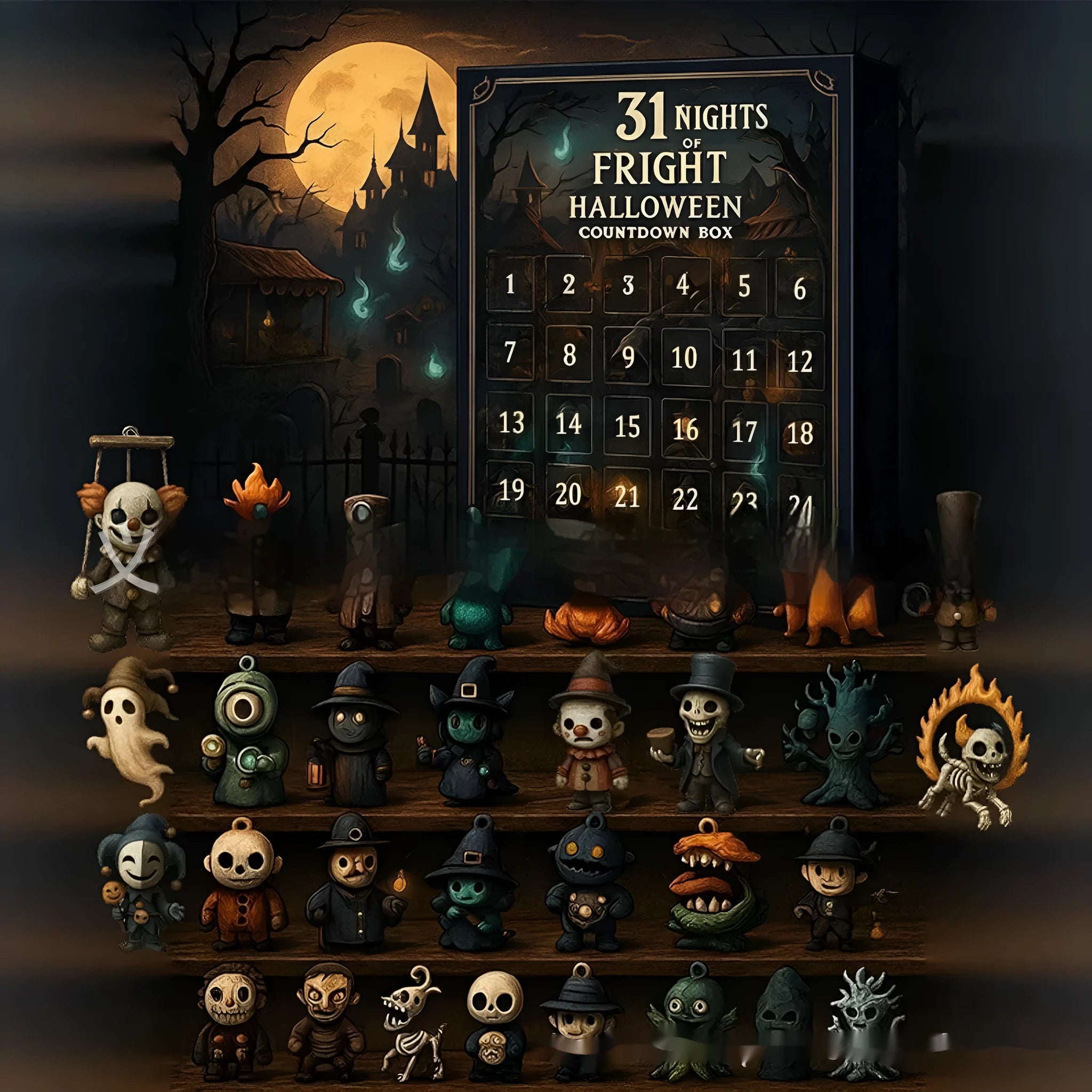 Halloween 31-night countdown blind box with horror doll advent calendar