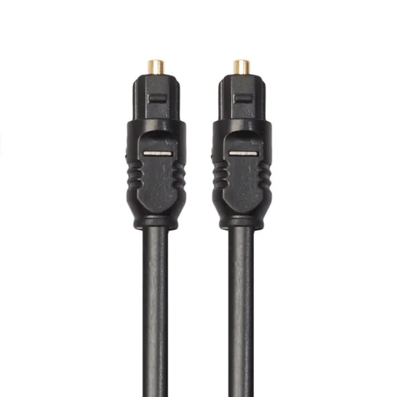 Black Toslink optical audio cable with square connector, 2 metres long