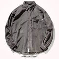 Men's caramel corduroy loose fit cardigan shirt with long sleeves Hong Kong style