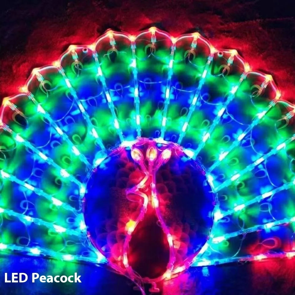 Christmas festival outdoor decorative string lights with peacock, heart, sunflower and star shapes