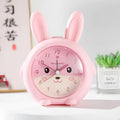 Pink and blue cartoon children's alarm clock with mute function and night light.