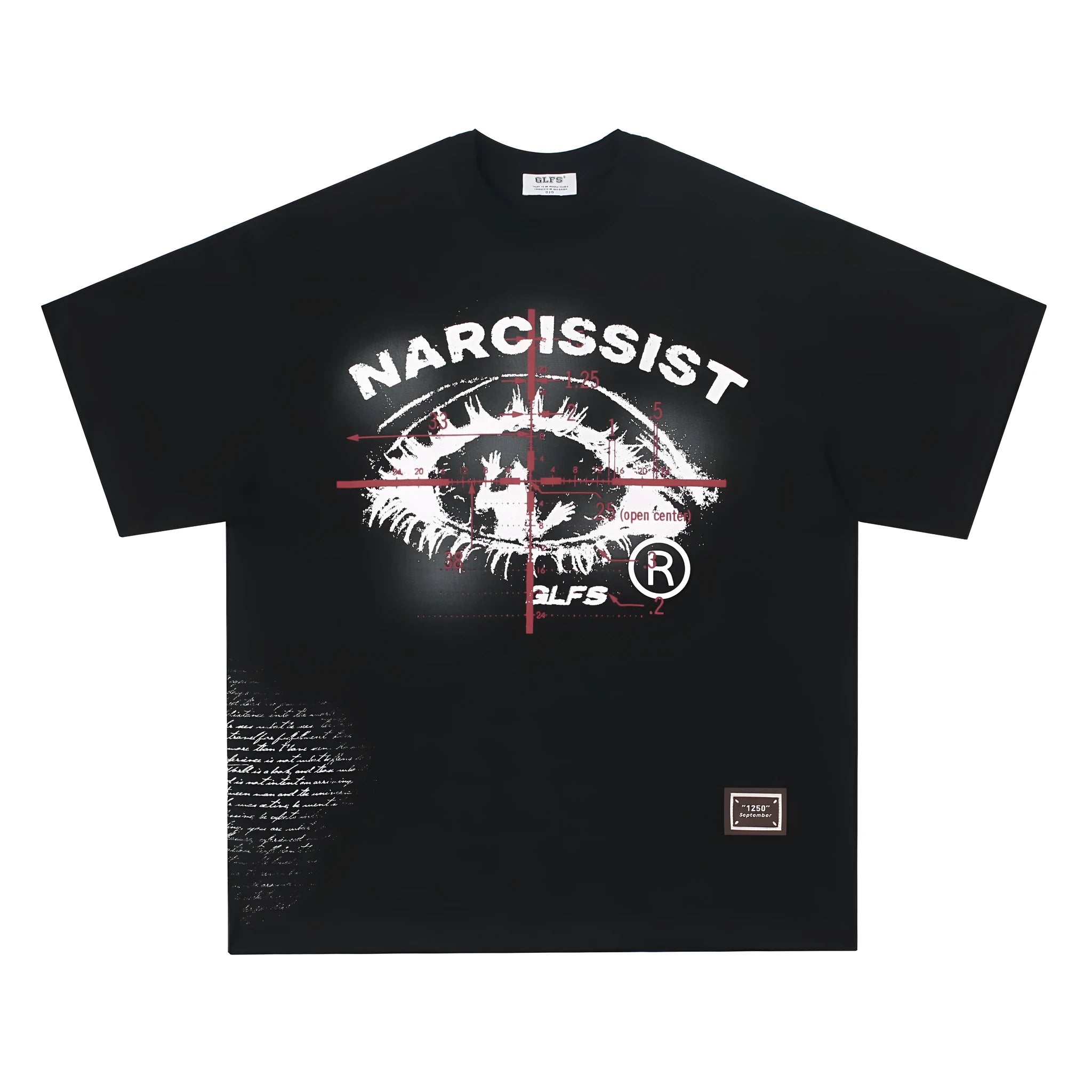 Black and white pure cotton t-shirt with American retro hip hop gothic letter print