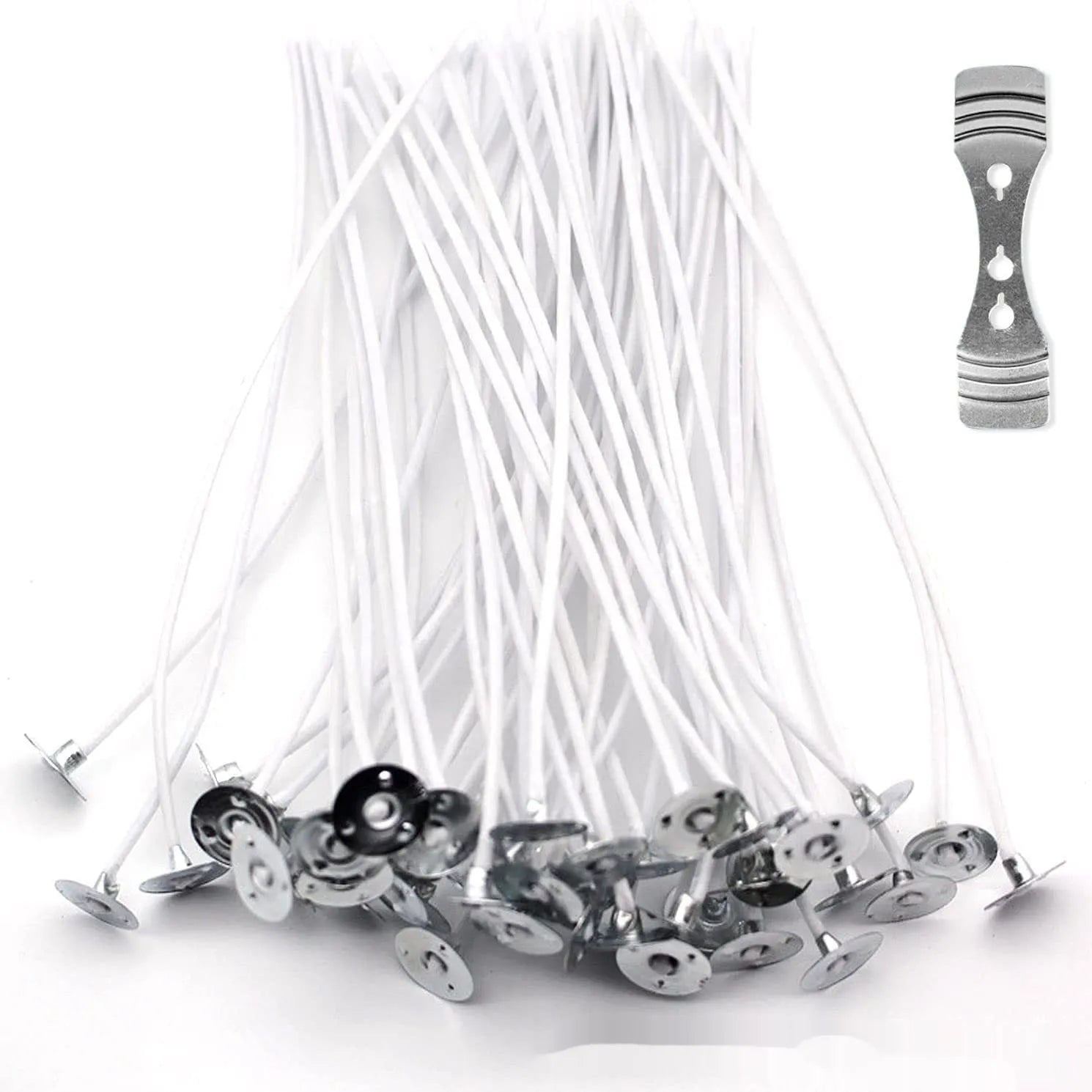 White cotton candle wicks in three lengths for DIY candle making