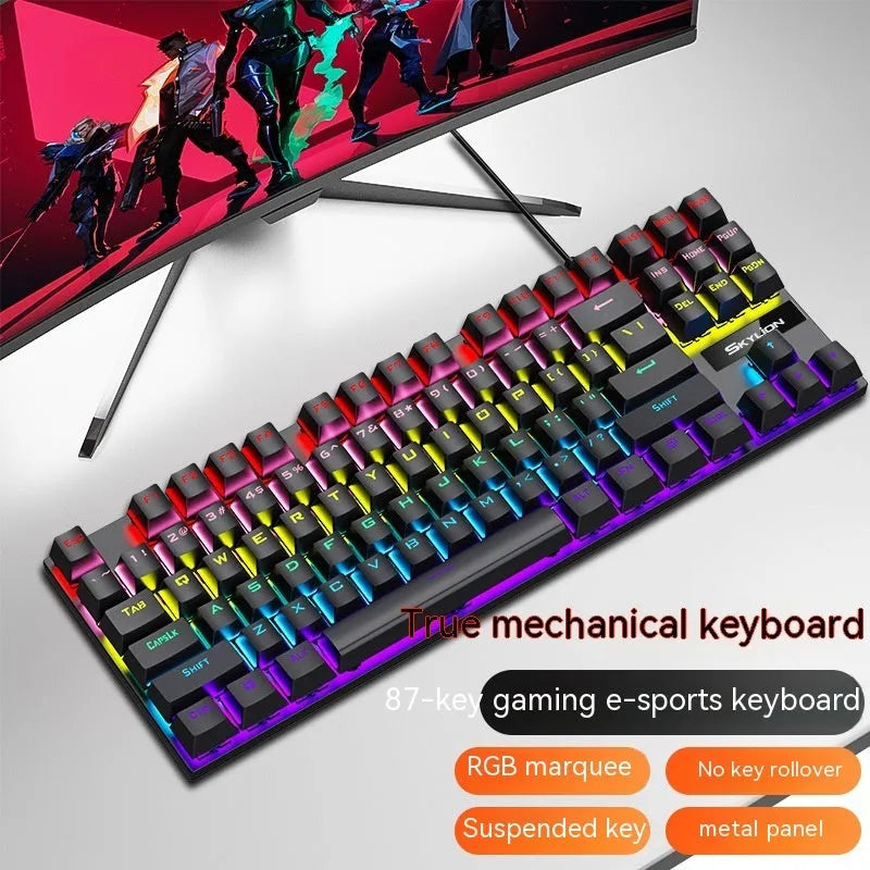 K87 mechanical keyboard with metal frame in selected colour, showing wired USB connection.