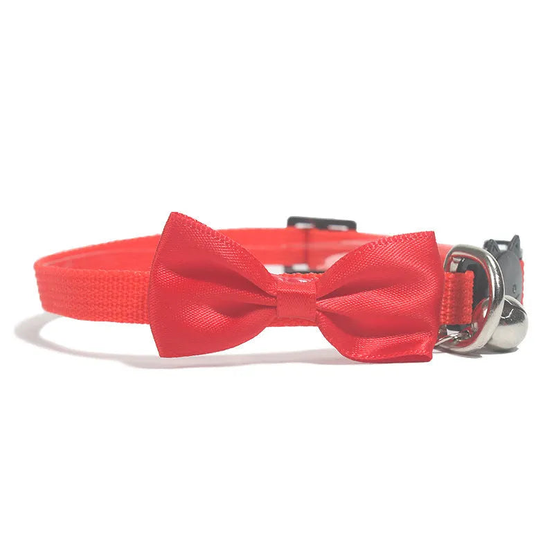 Striped adjustable nylon cat collar with bell in multiple bright colour options