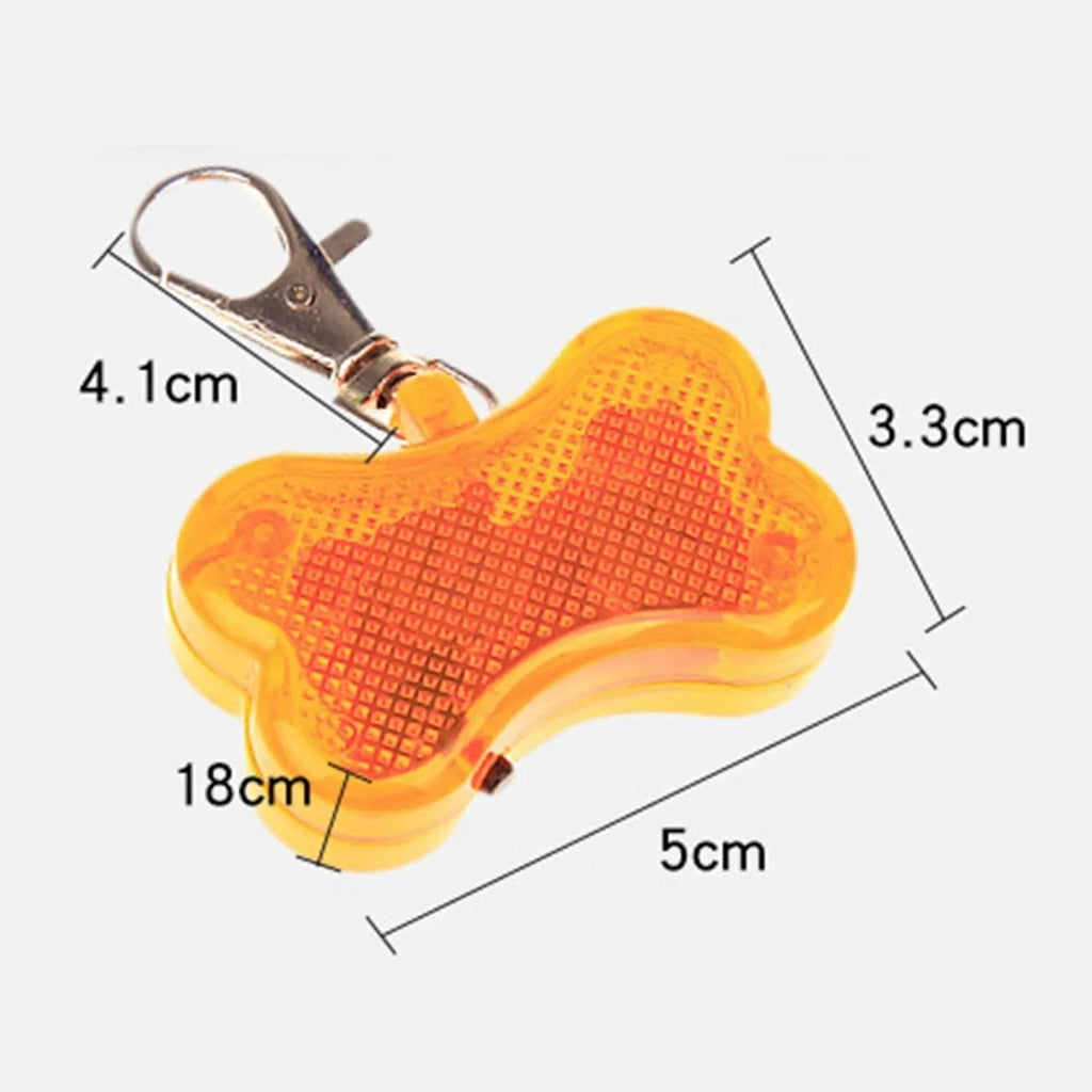 Bone-shaped LED luminous pendant for pet collars in multiple colours with three lighting modes