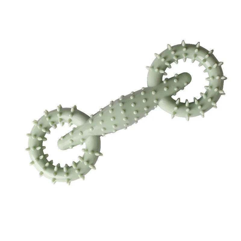 Blue TPR dog chew toy ring for puppies on a white background.