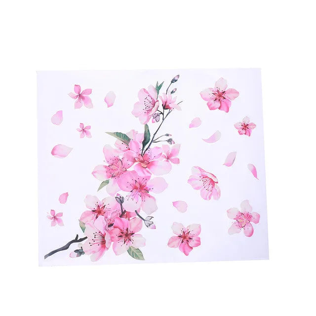 Cherry blossom flower pattern car sticker in two size options on a vehicle window.