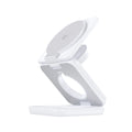 Foldable magnetic wireless charger phone holder in black or white with QC3.0 fast charging