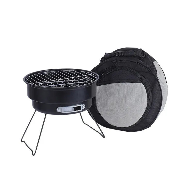 Small folding round ice stove outdoor barbecue set with mesh grill and furnace legs for 1-2 people