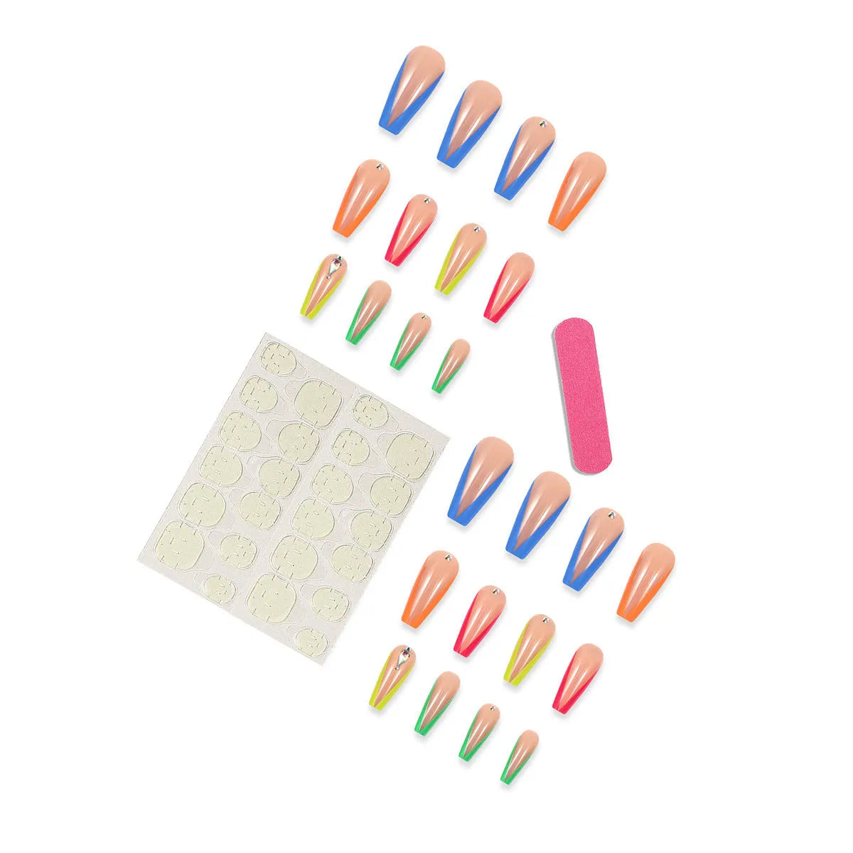 Diamond colour French nail tip kit with detachable tips, BKS3037 gel polish, jelly glue, and filing strip.