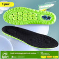Green PU air cushion sports insoles with a thickened design for shock absorption and breathability.