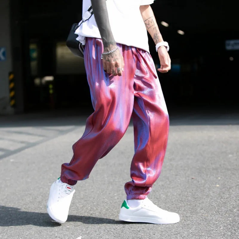 Ultra-thin ice silk cropped harem pants for women, loose fit, five colours available