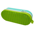 Silicone glasses case with a long handle, shown in rose red light purple colour on a plain background.