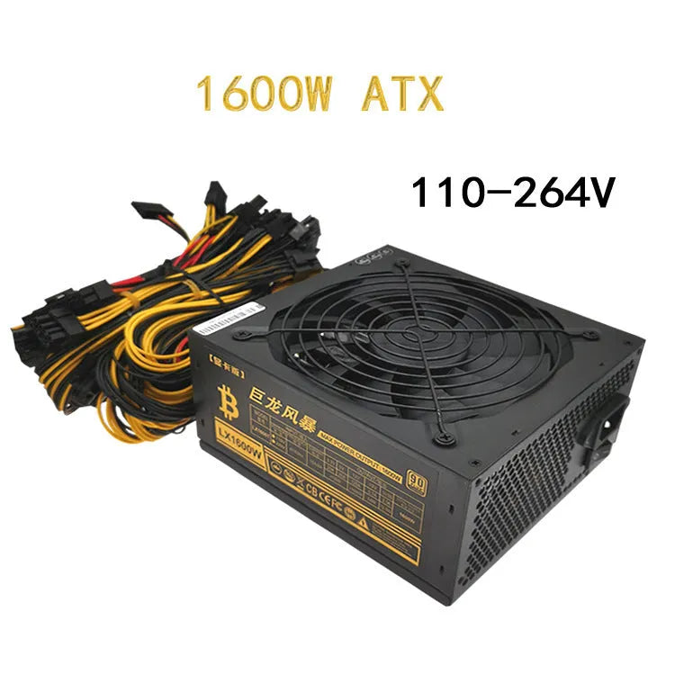 Black full voltage 110V computer server power supply unit with multiple cable connectors.