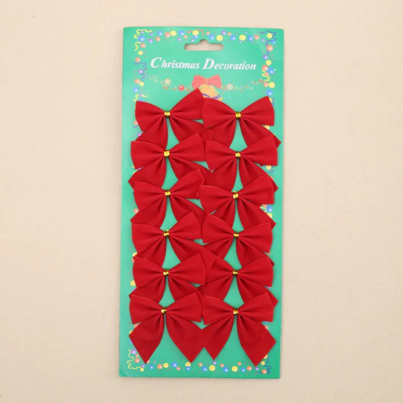 5 cm red gold silver polyester Christmas bow decoration ornament