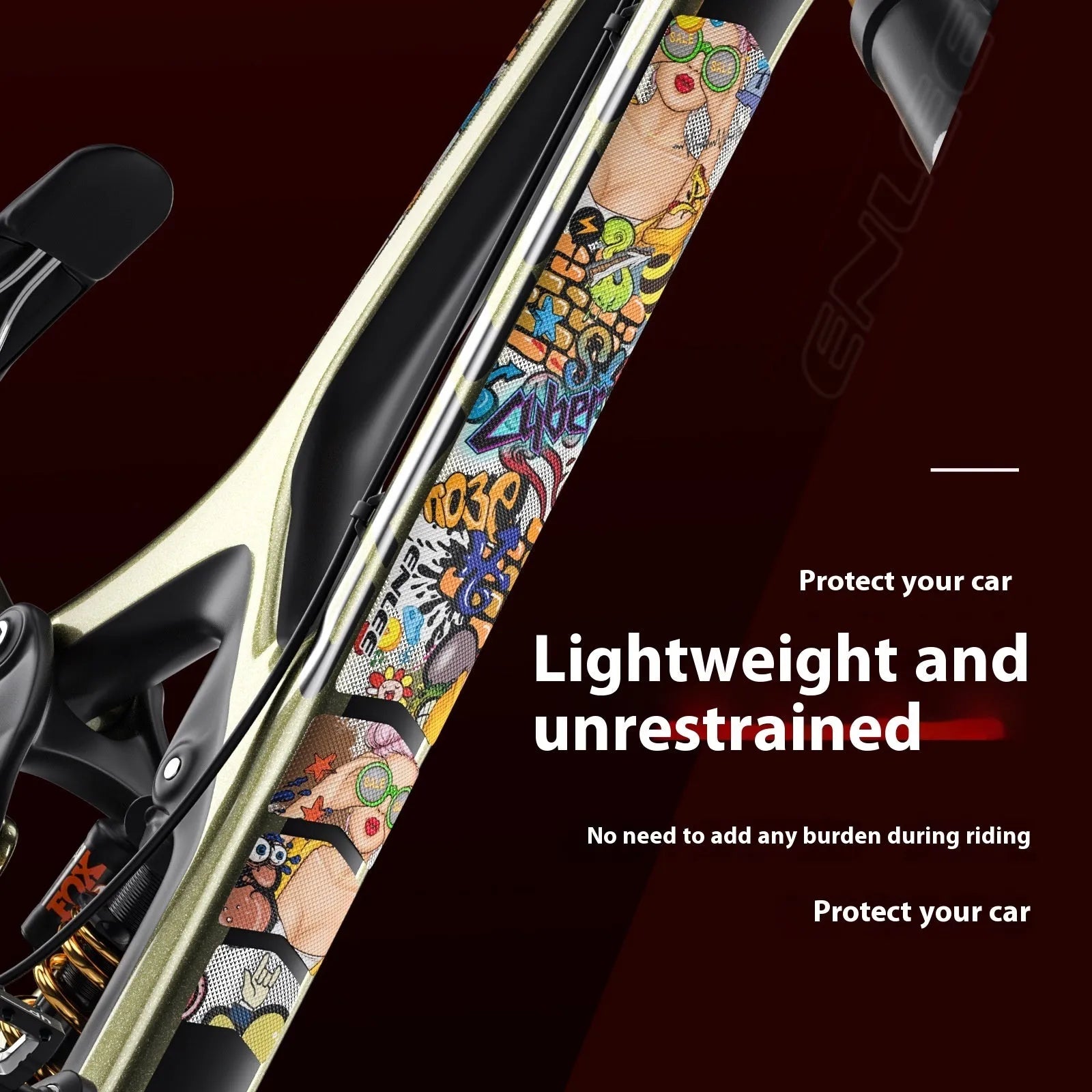 Thickened PVC colour-changing mountain bike protective film in Caterpillar style with self-adhesive backing