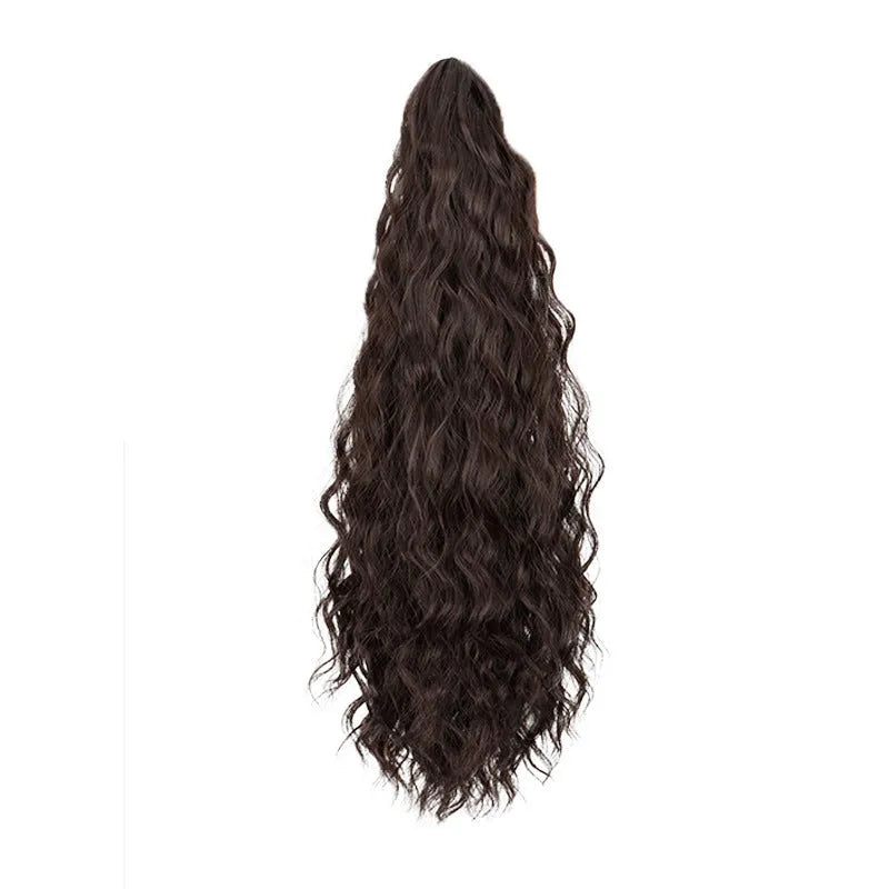 Water ripple grip ponytail corn curler synthetic wig with clip attachment in various colour options