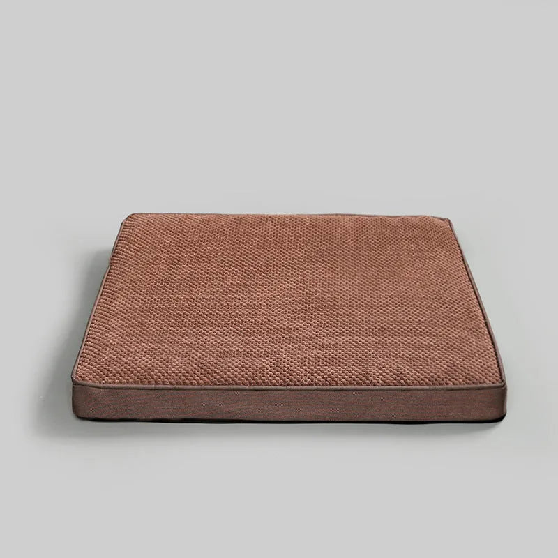 Pet memory foam mat for small medium large dogs in grey colour with removable washable cover on floor