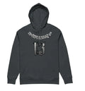 Loose fit fleece-lined hooded pullover sweater in grey, shown as team uniform business attire.