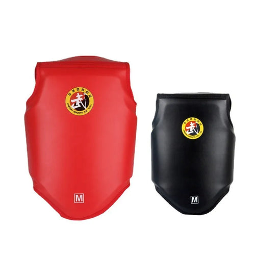 Red boxing helmet and chest protector set for fight training with PU construction