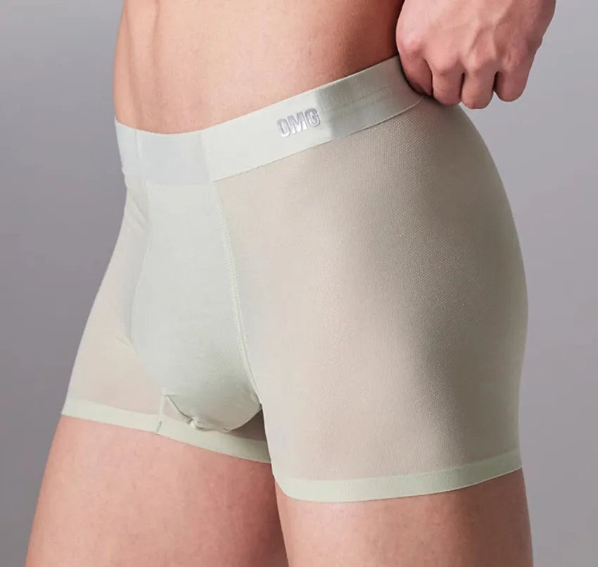 Men's antibacterial seamless sports underwear in black, shown flat.