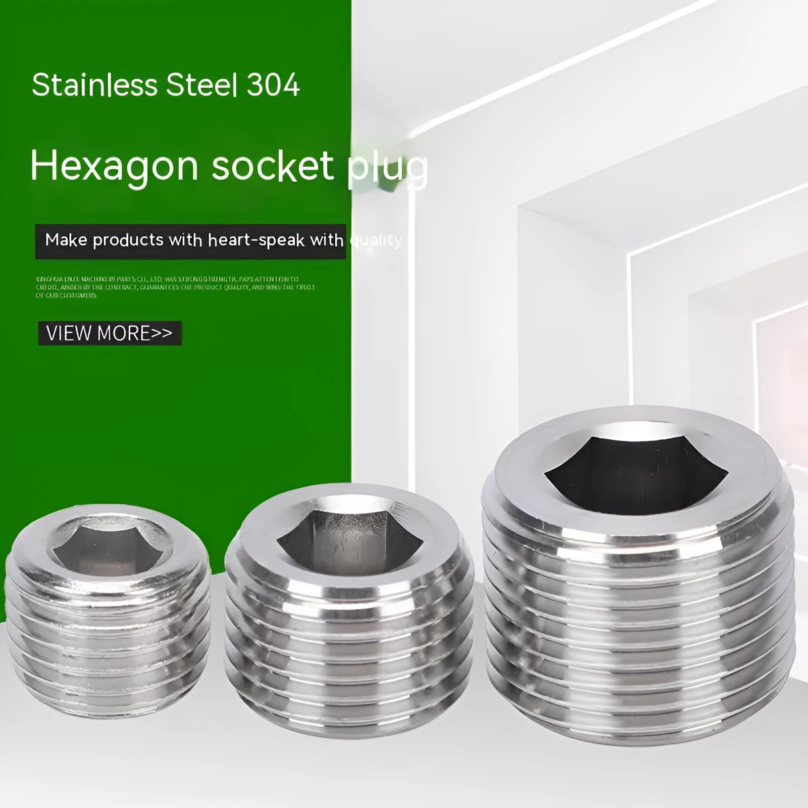 Stainless steel hexagonal plug for 3/8 inch pipe bulkhead fittings