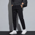 Combed cotton light business casual trousers for men in four colours with mid-rise elastic waist
