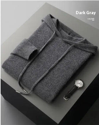 Men's light grey cashmere hoodie and pants casual winter set laid flat
