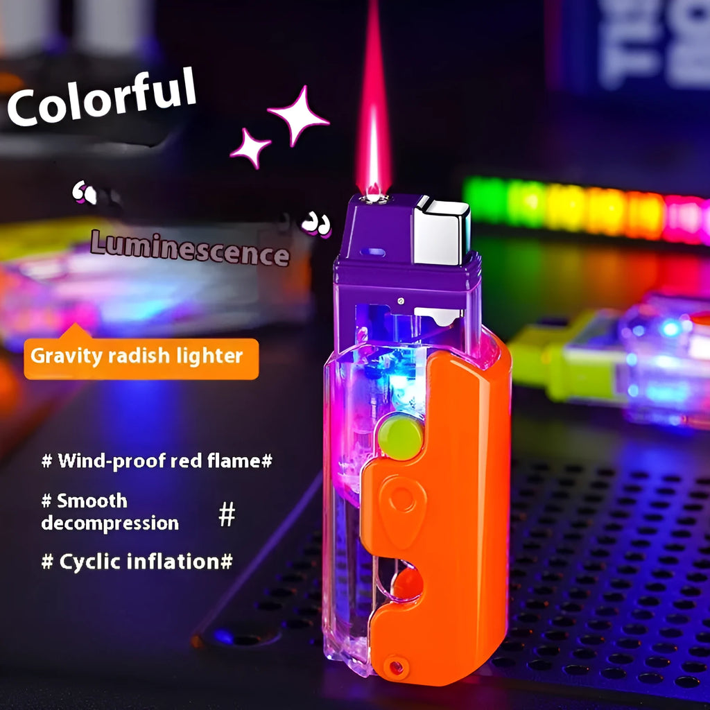 Colourful luminous radish lighter in orange, purple, or green with wind-resistant feature